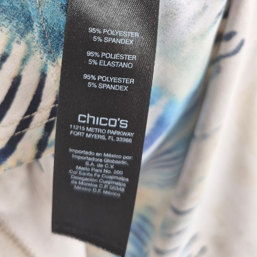 Chico's Travelers 0 Small Blue Abstract Animal Print Tunic Asymmetrical Hem Top - Picture 8 of 13